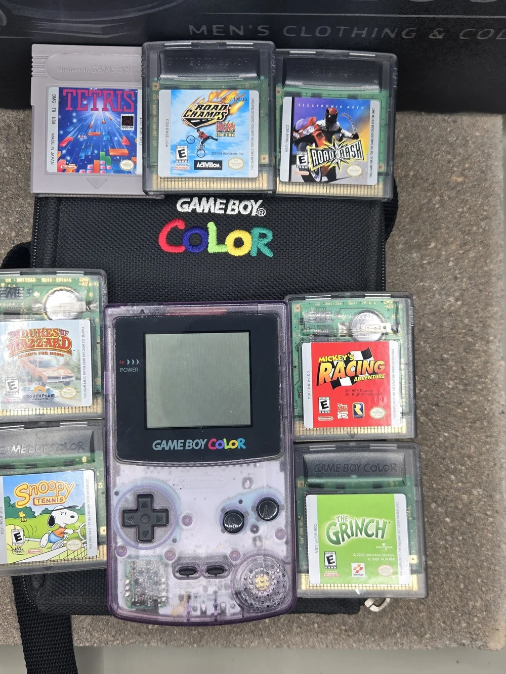 Nintendo Game Boy Color Atomic Purple Bundle 7 Games Tested Protective Case